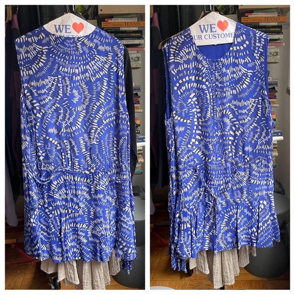 REISS Elsie Geo Print Dress - Blue, EUC, Freshly dry cleaned too! US14 EU46 UK18 - Picture 9 of 14